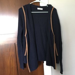 A&F Hooded Cardigan w/ Suede Trim & Elbow Patches